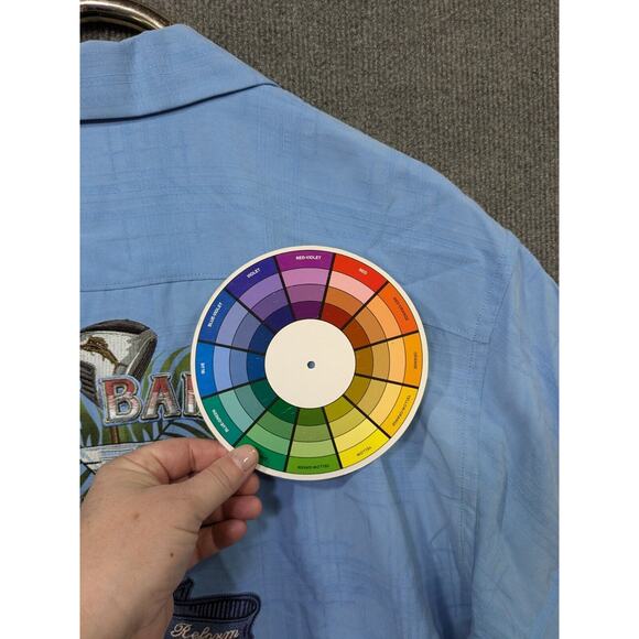 Tommy Bahama Embroidered Silk Shirt Mens XL Golf Martini Tropical Button Blue - Picture 4 of 14